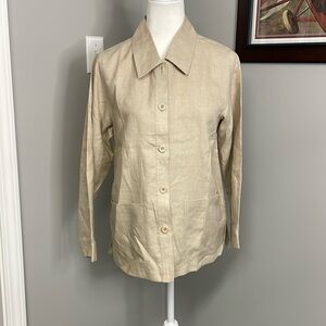 Pendleton Linen tan button blazer Jacket Sz Small Khaki Tan color Neutral Petite